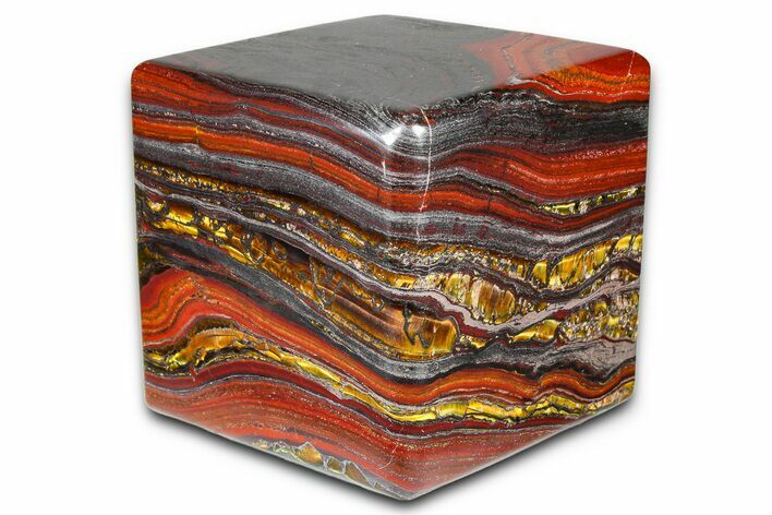 Polished Tiger Iron Stromatolite Cube - Billion Years #379594